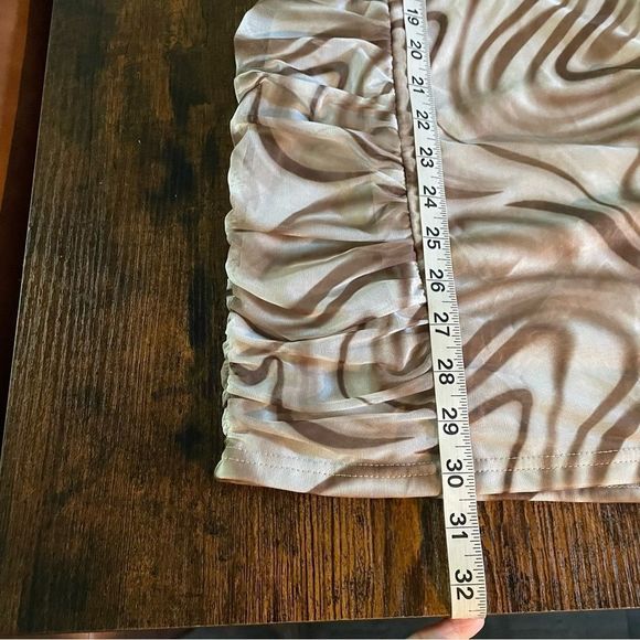 Brown Swirl Print Ruched Mini Dress - Picture 8 of 15